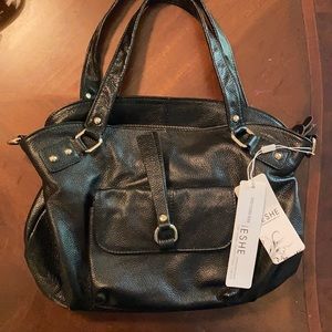 Heshe Black Leather Purse- New With Tags